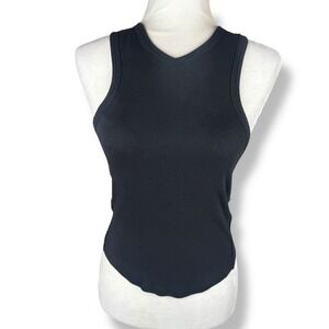 Free People Black Tank Top Womens Size Medium Indie Sleaze Festival Goth Casual